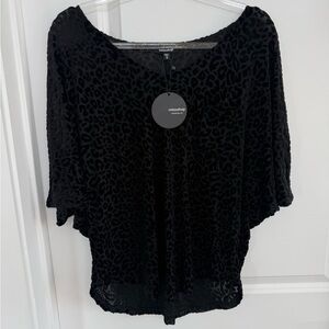 Mittoshop Black Textured Leopard Blouse